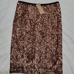 Sparkling copper sequin skirt